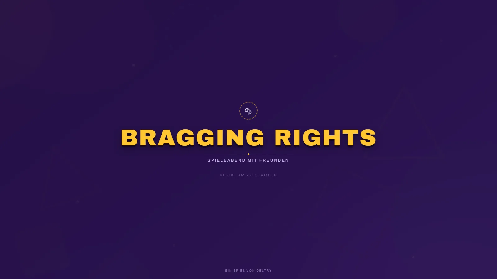 Bragging Rights title screen – game night with friends