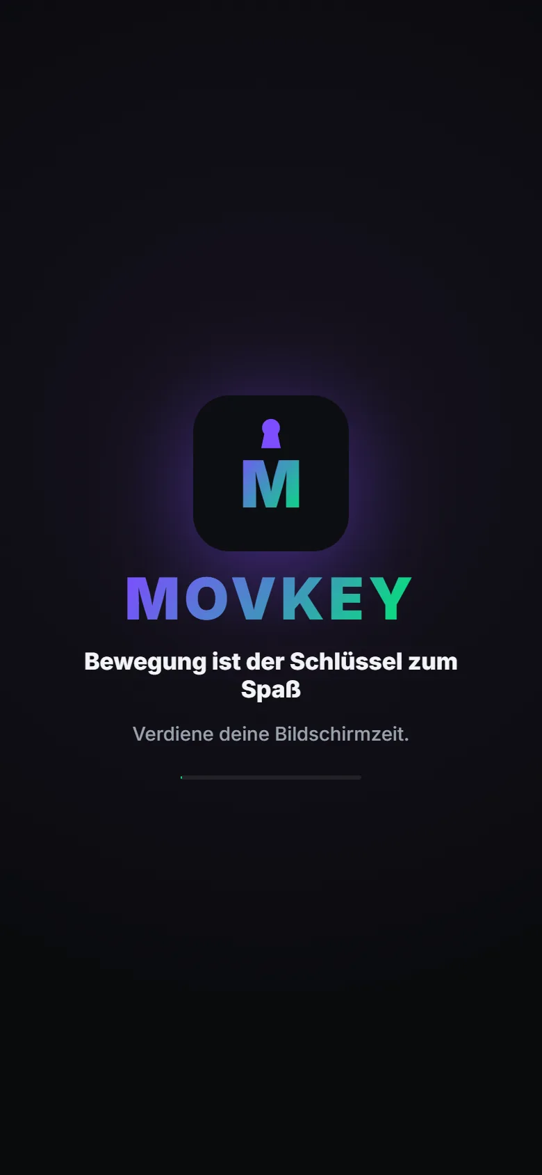 Movkey app start screen: movement is the key to fun